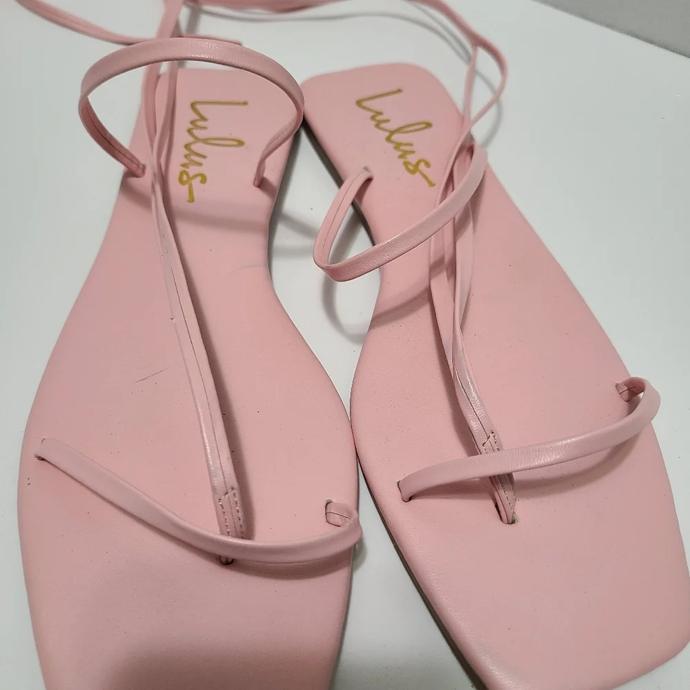 Aisya Light Pink Lace-Up‎ Flat Sandals